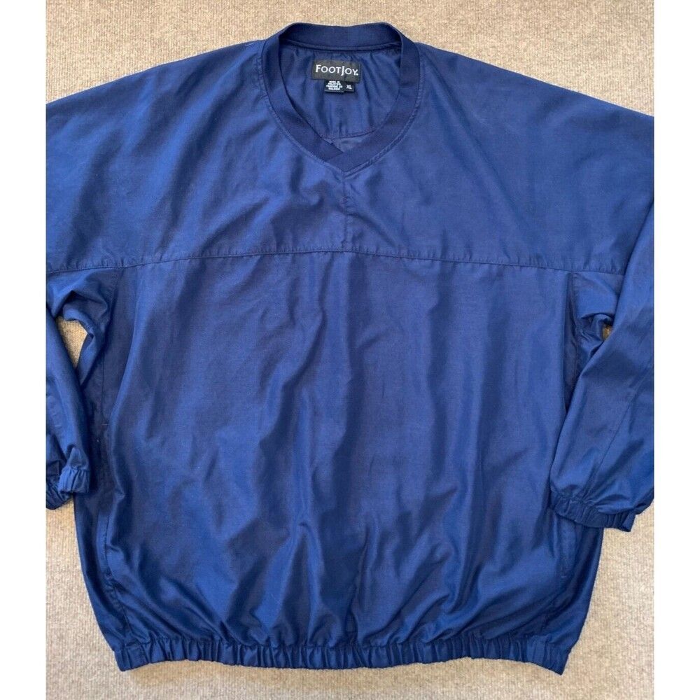 Footjoy Golf Windshirt Mens XL Long Sleeve Nylon Zip Pockets Navy Blue Jacket